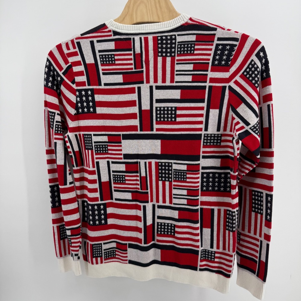 Tommy Hilfiger Mens American Flag Crewneck Sweater Red White Blue XL C8878B9207 - Picture 5 of 8